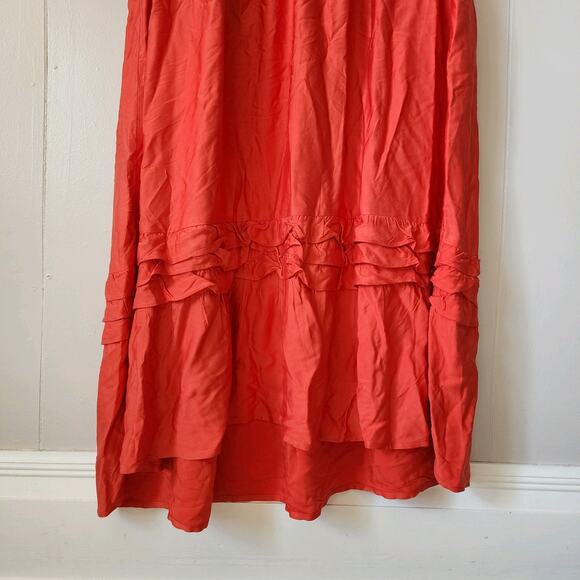 J.Jill Cottagecore Prairie Ruffle Autumn Maxi Dress Orange Large - Picture 12 of 13